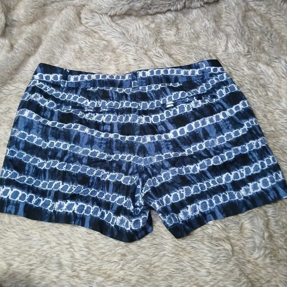 J.Crew Women’s Linen Cotton Shorts Blue White Tie‎ Dye Print Size 12
